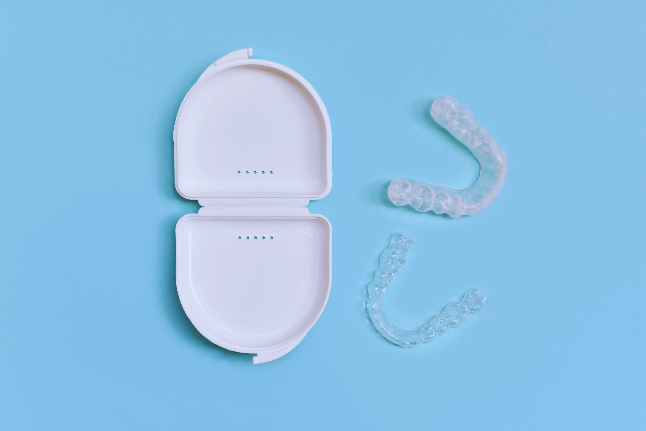 Clear aligner trays for upper and lower teeth